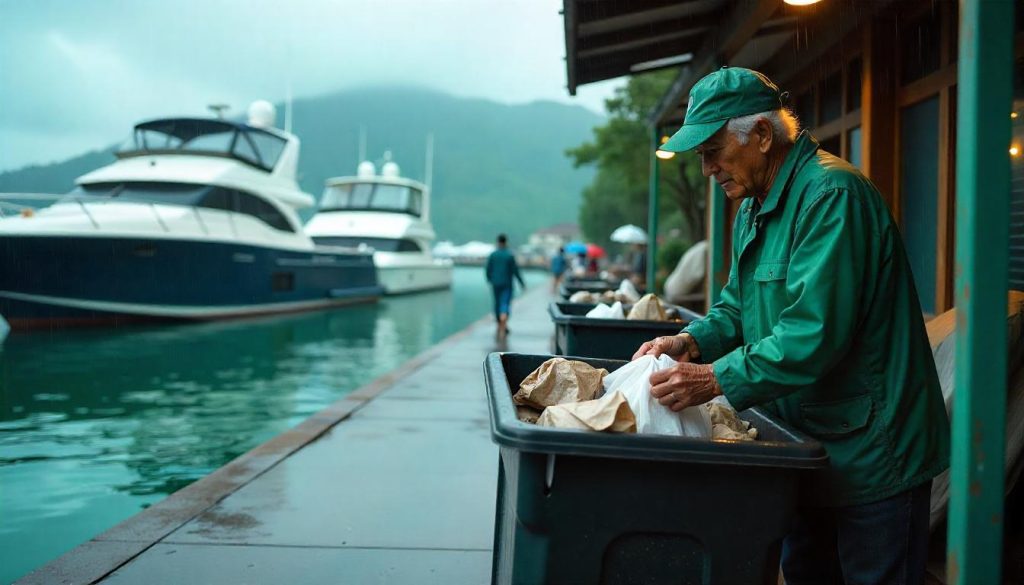 Staff recycling during growth of eco-friendly ports in Caribbean.